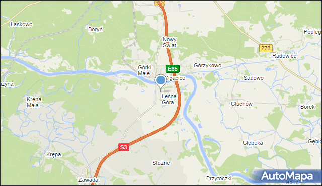 mapa Leśna Góra, Leśna Góra na mapie Targeo